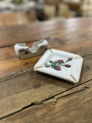 Floral Ashtray and Cigarette Holder