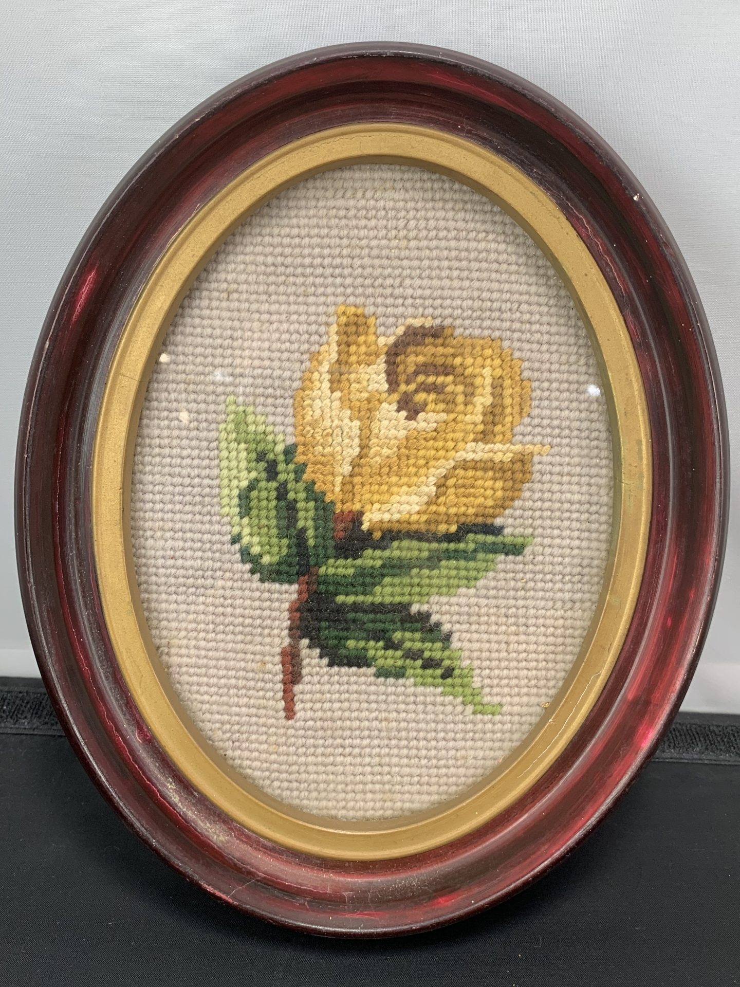 2 Oval Floral Needle Point Frames - Picker Place