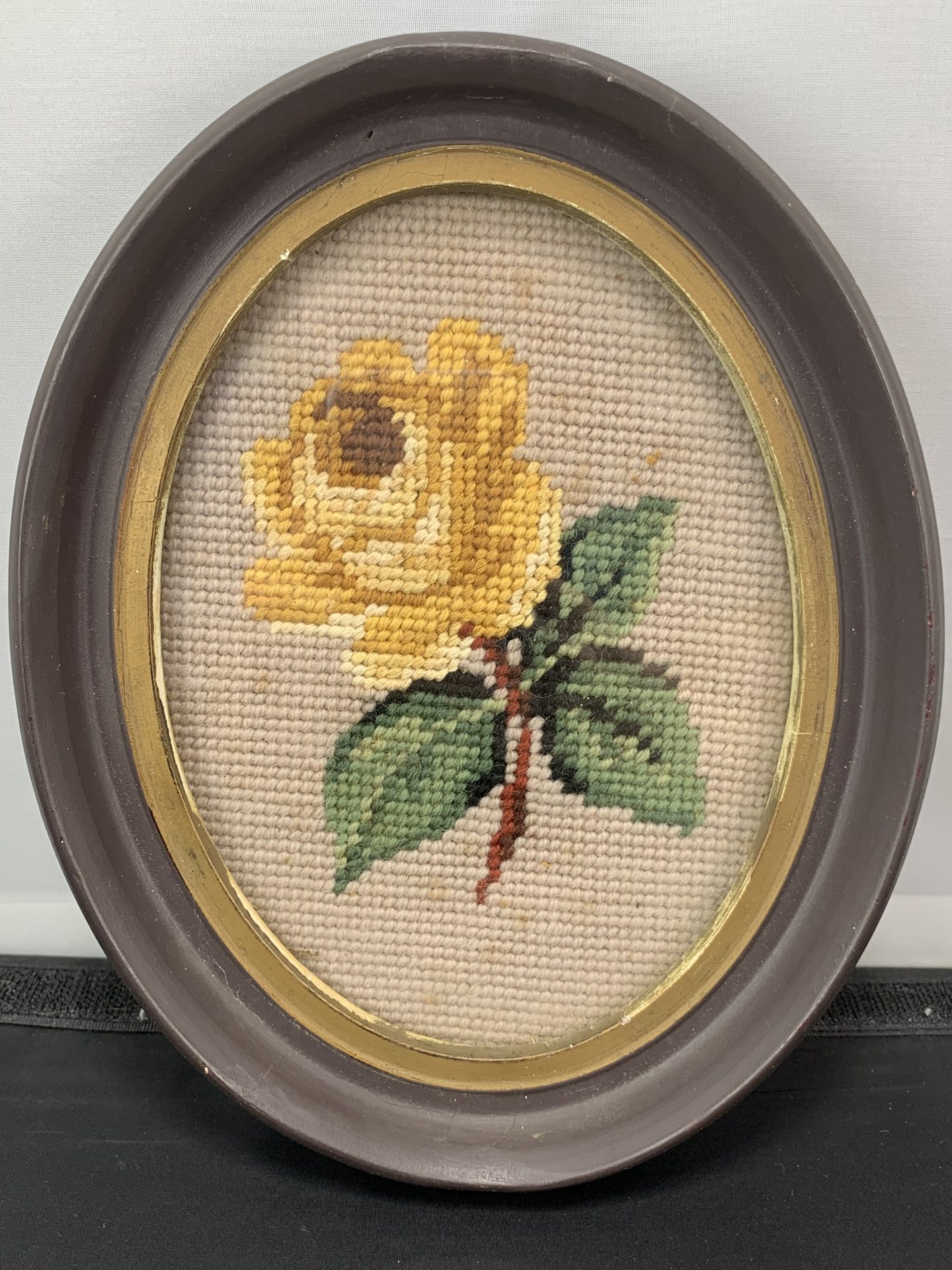 2 Oval Floral Needle Point Frames - Picker Place