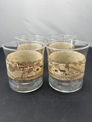 4 Farm Scene Artwork Glass Cups
