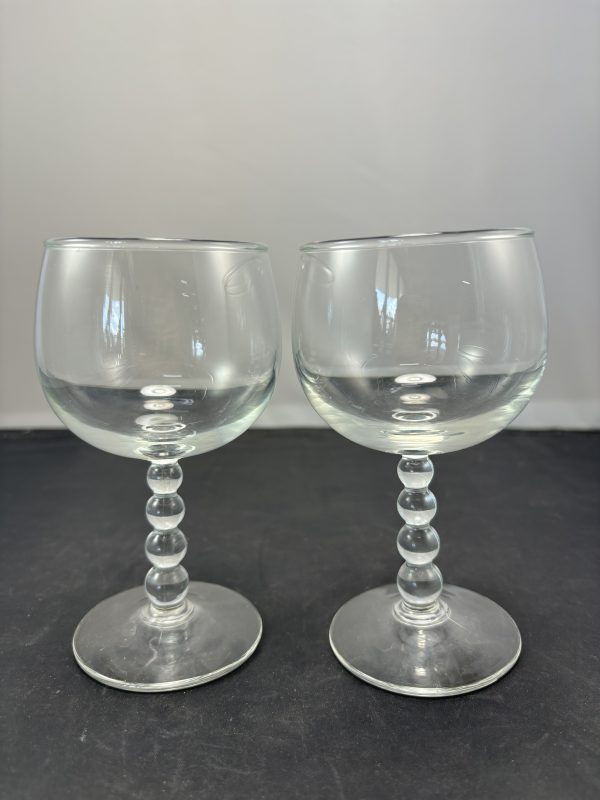 2 Bubble Stem Wine Glasses
