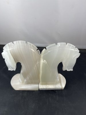 Onyx Carved Trojan Horse Bookends