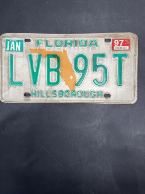 97 FL Green Letters License Plate