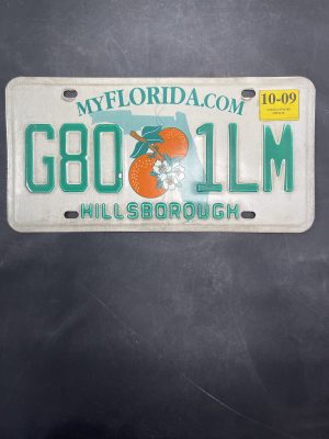 09 FL Green Letters License Plate