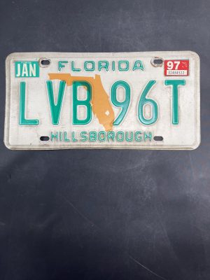 97 FL Green Letters License Plate