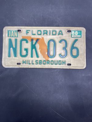 88 FL Green Letters License Plate